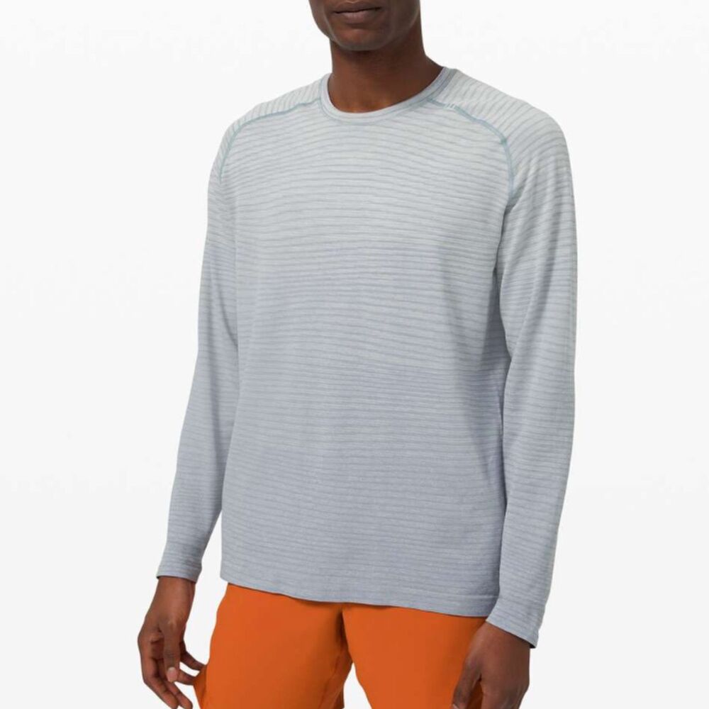 Men Lululemon Metal Vent Tech Long Sleeve 2.0 Wave Fade Chambray Size Large